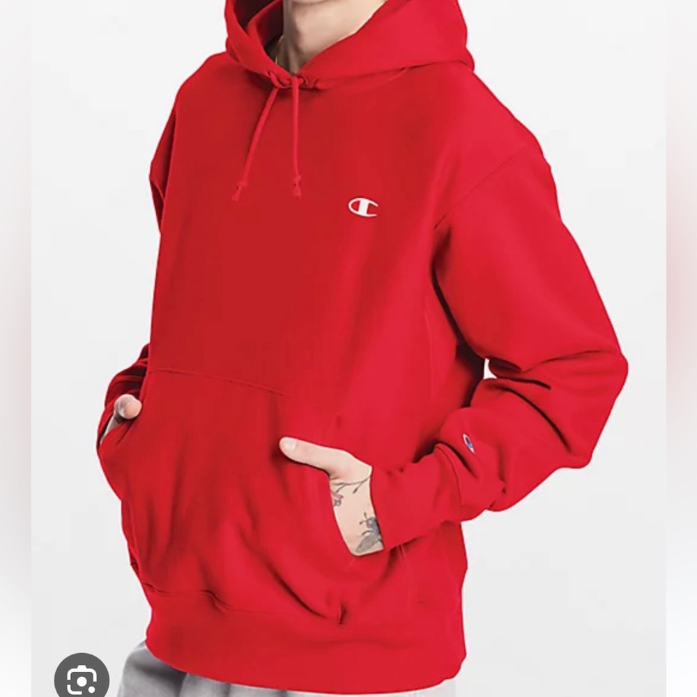 Red champion reverse weave hoodie